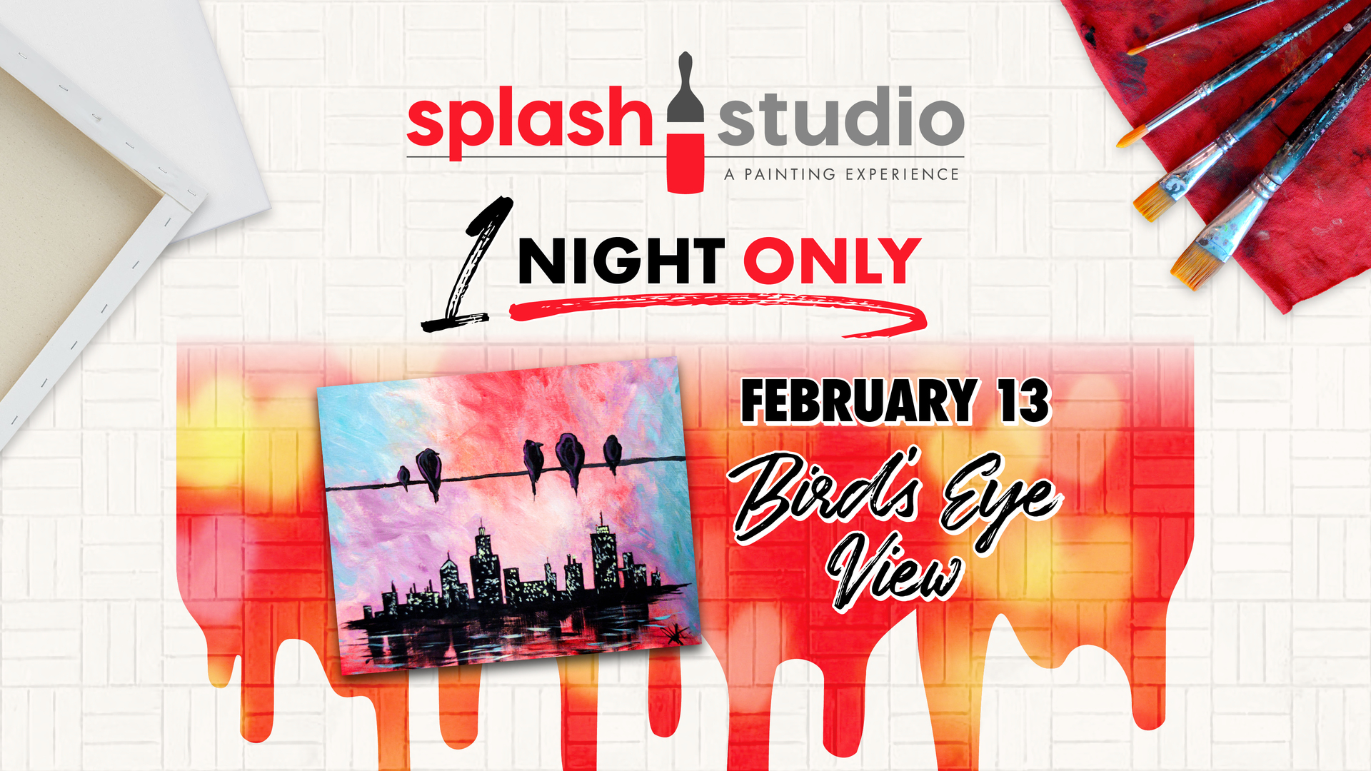Splash Studio: A Painting Experience presents Galentine’s: Bird’s Eye View