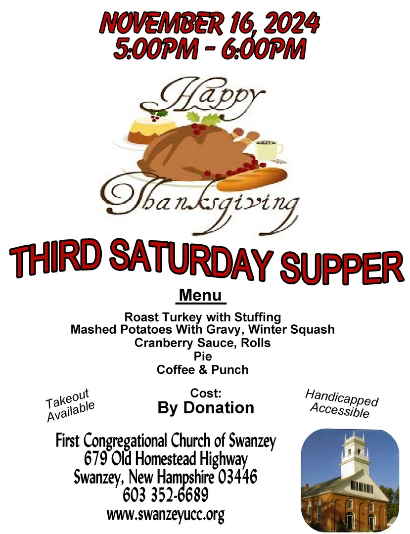 Third Saturday Supper- Turkey Dinner