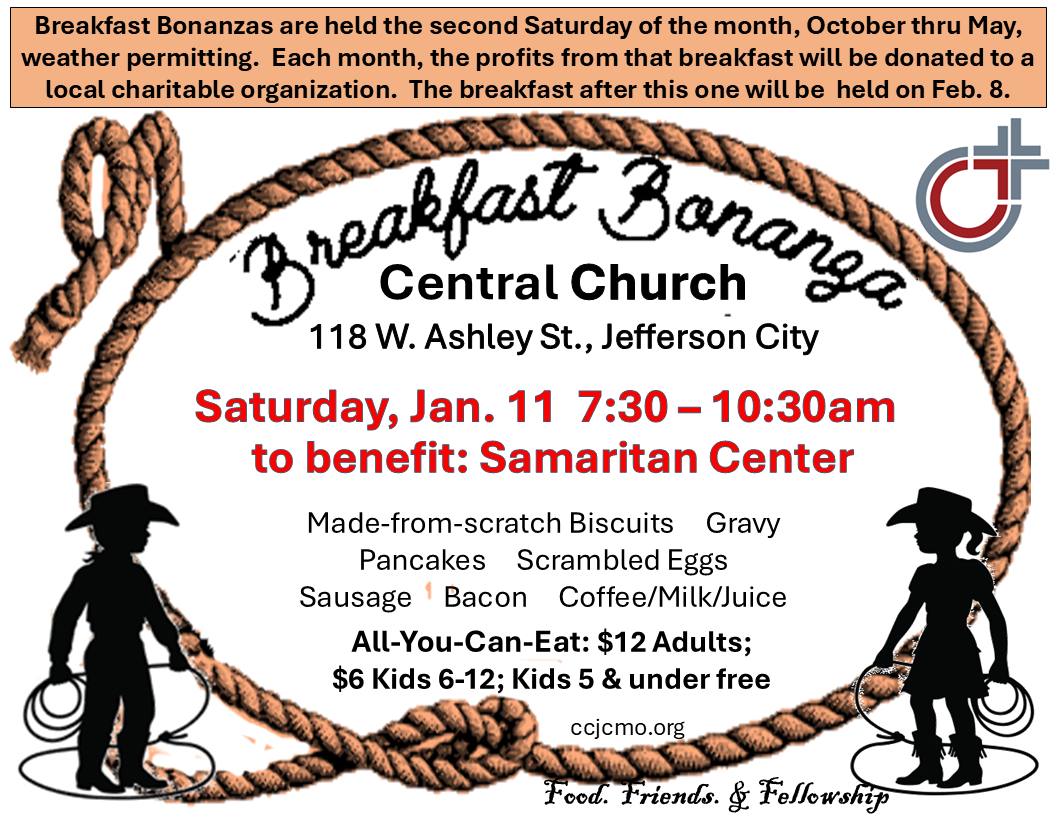 Breakfast Bonanza - $12 (supporting the Samaritan Center)