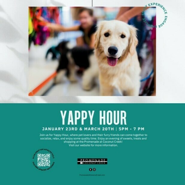 PROMENADE AT COCONUT CREEK INVITES SHOPPERS AND THEIR FURRY FOUR-LEGGED FRIENDS YAPPY HOUR EVENT