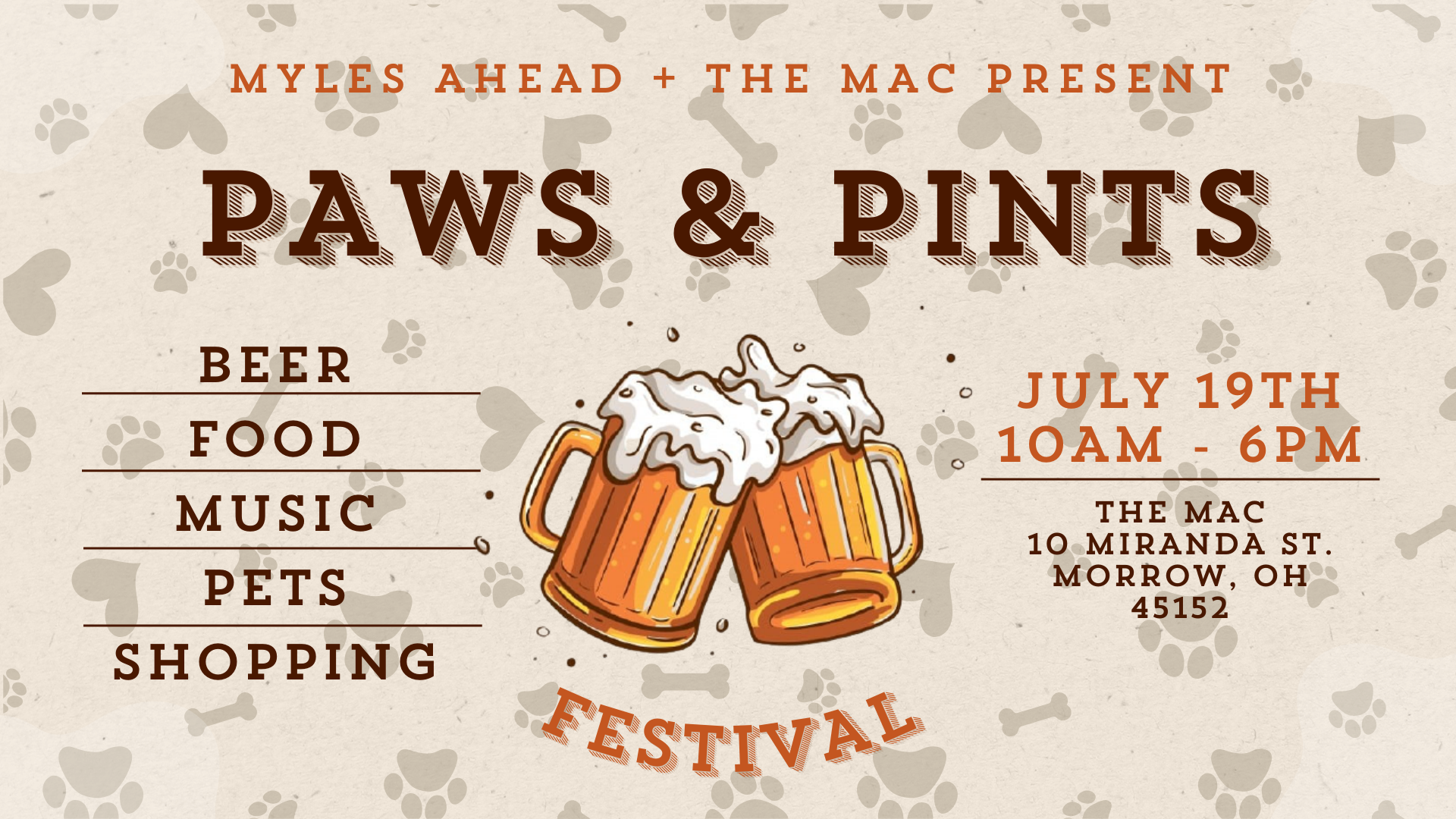 Paws & Pints Festival at The MAC – Pet Adoptions, Shopping & Drinks | July 19, 2025 | 10AM-6PM