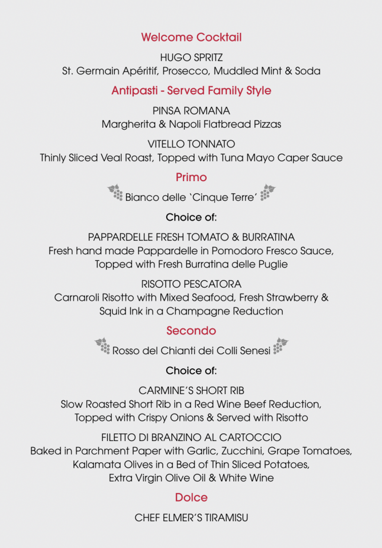 Taste of Italy to Benefit Pace Palm Beach at Carmine’s La Trattoria - Taste of Italy to Benefit Pace Palm Beach at Carmine’s La Trattoria