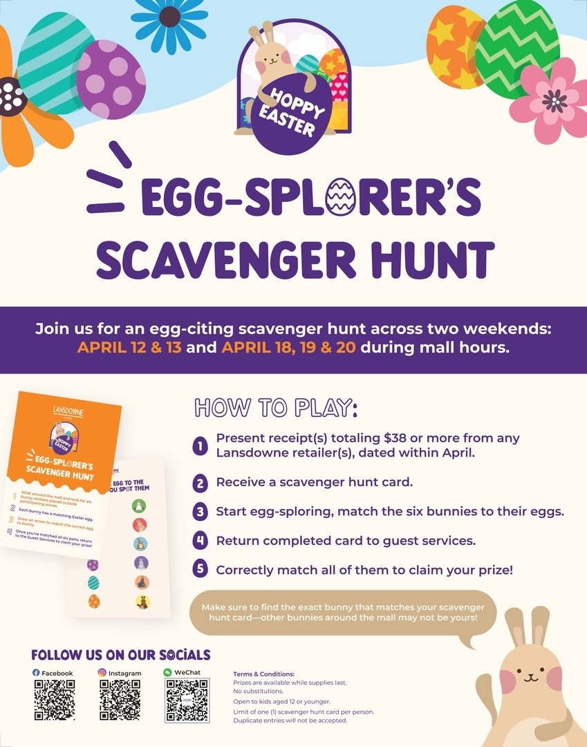 EGG-SPLORER’s Scavenger Hunt at Lansdowne Centre