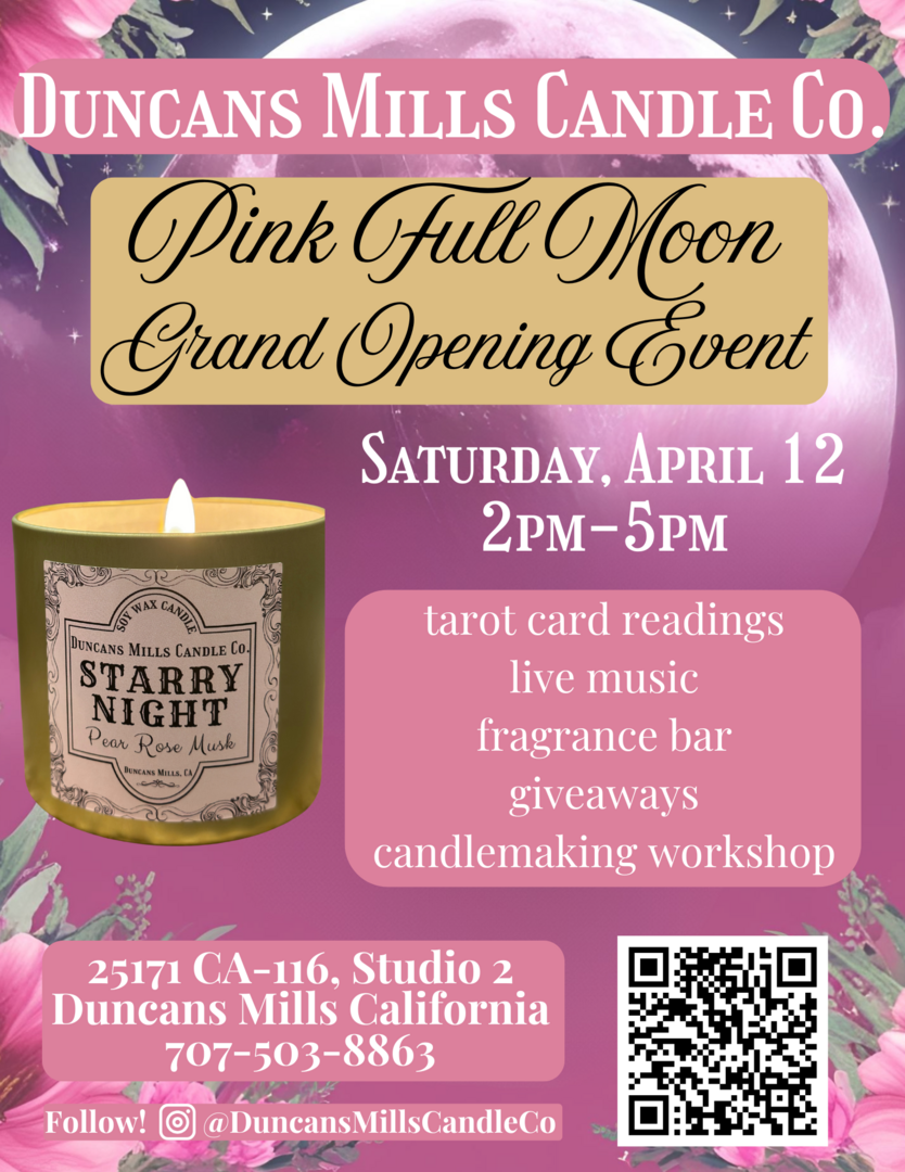 ??? Under the Pink Moon ??? Grand Opening Celebration in Historic Duncans Mills, California