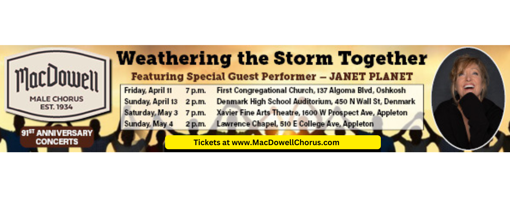 Weathering the Storm Together -May 3, 2025 Memorial Chapel, Appleton - MacDowell MC - JANET PLANET - Weathering the Storm Together -May 3, 2025 Memorial Chapel, Appleton - MacDowell MC - JANET PLANET