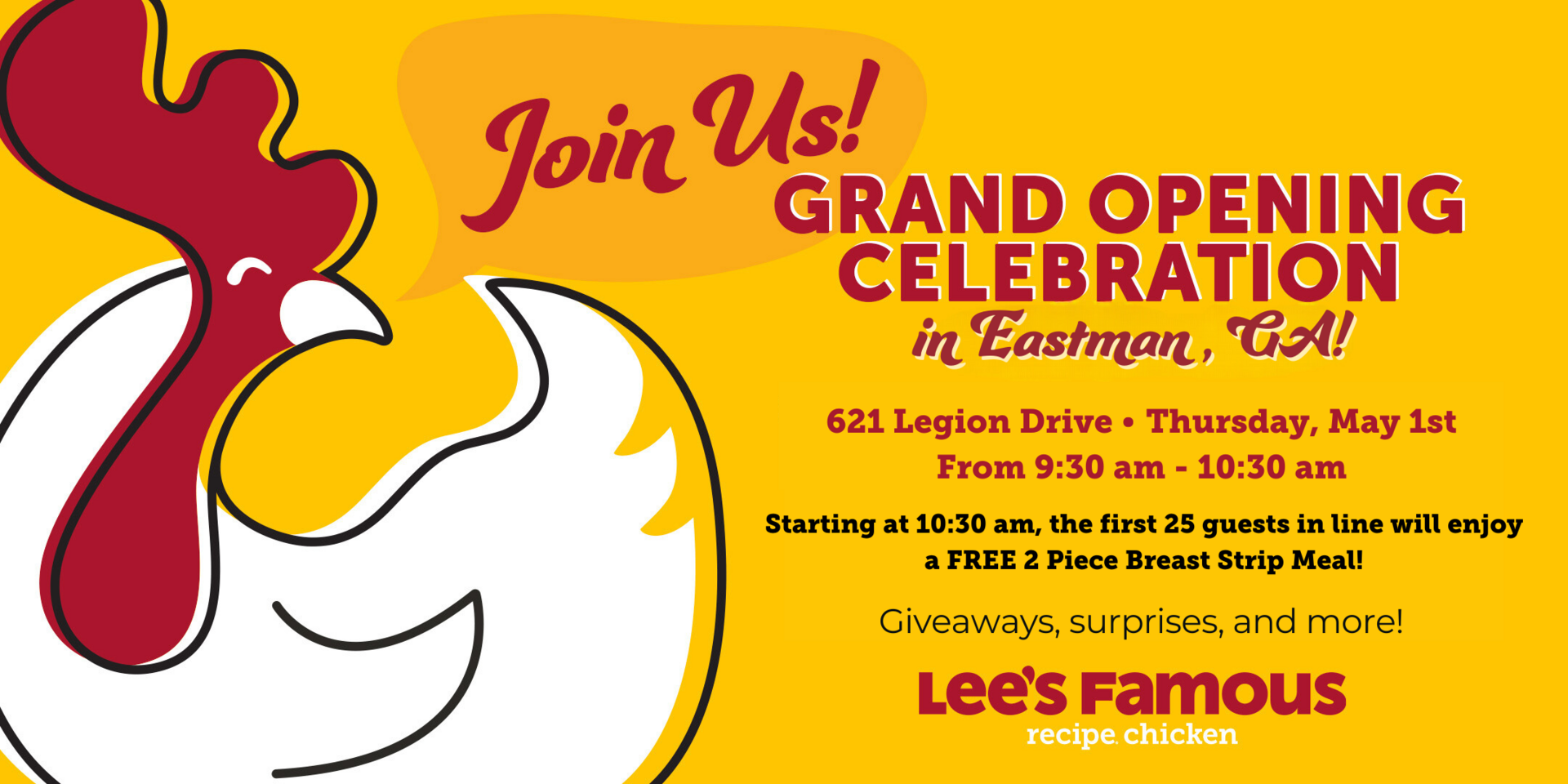 Lee's Famous Recipe® Chicken Grand Opening in Eastman, GA!