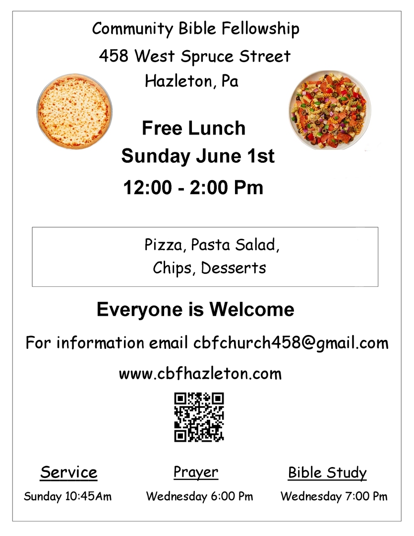 Free Community Lunch Hazleton on June 1st, 2025