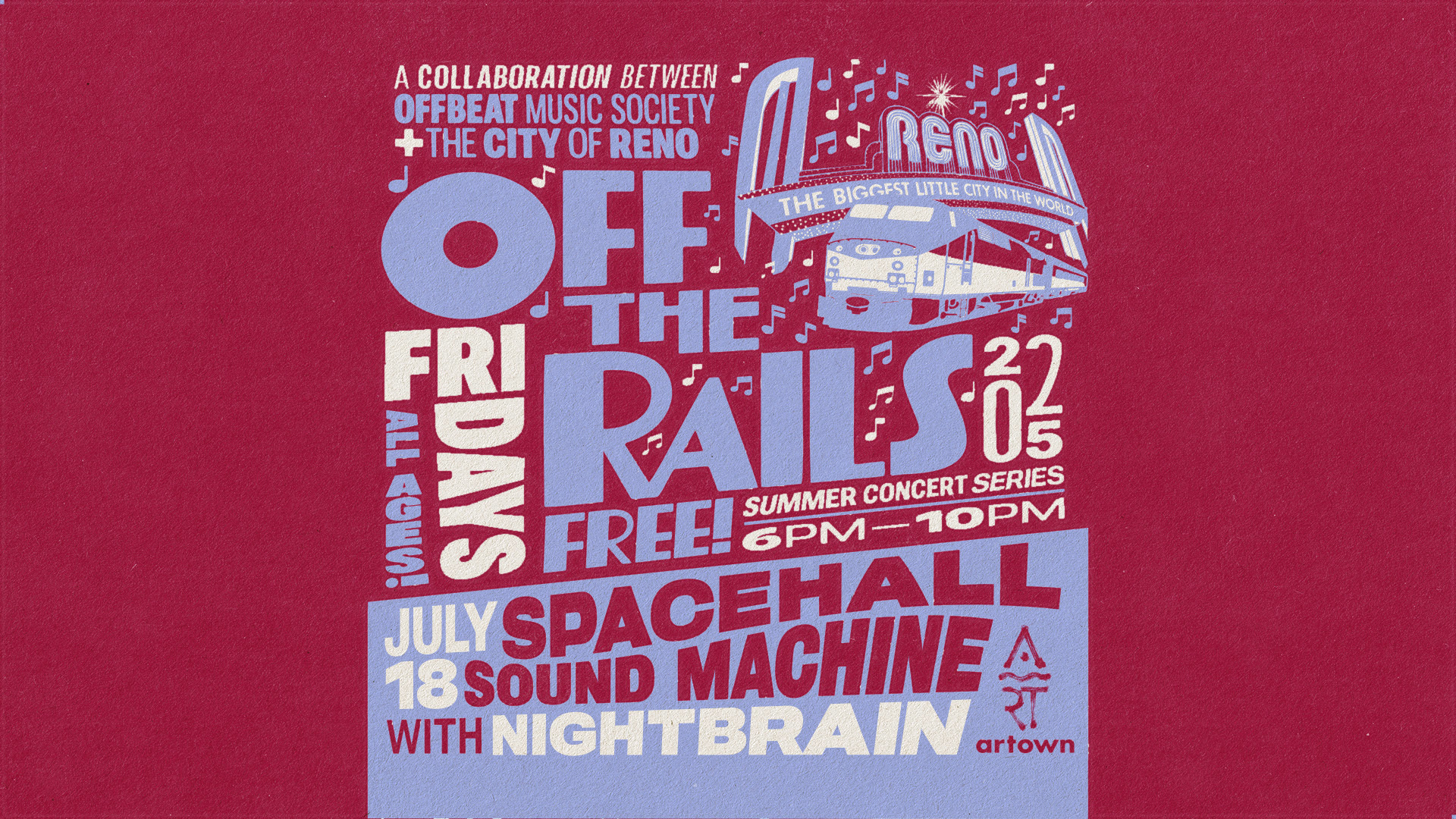OFF THE RAILS #2 • FREE Concert Under the Reno Arch • Spacehall Sound Machine w/ Nightbrain