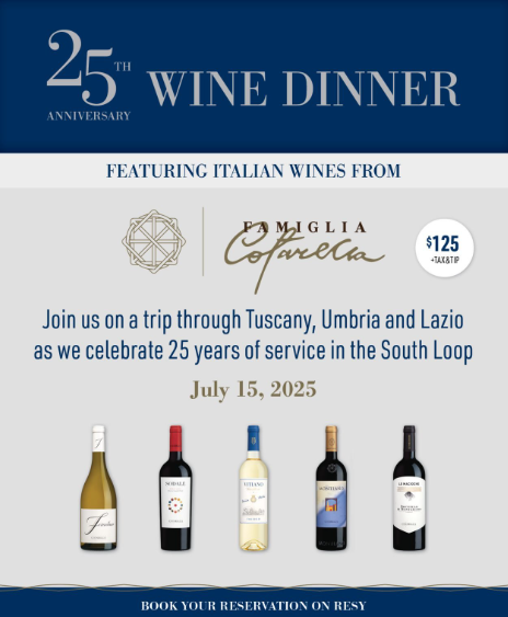Celebrate 25 Years of Flavor at The Chicago Firehouse Restaurant with a Specialty Wine Dinner