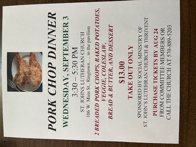 SOCIAL MINISTRY PORK CHOP DINNER