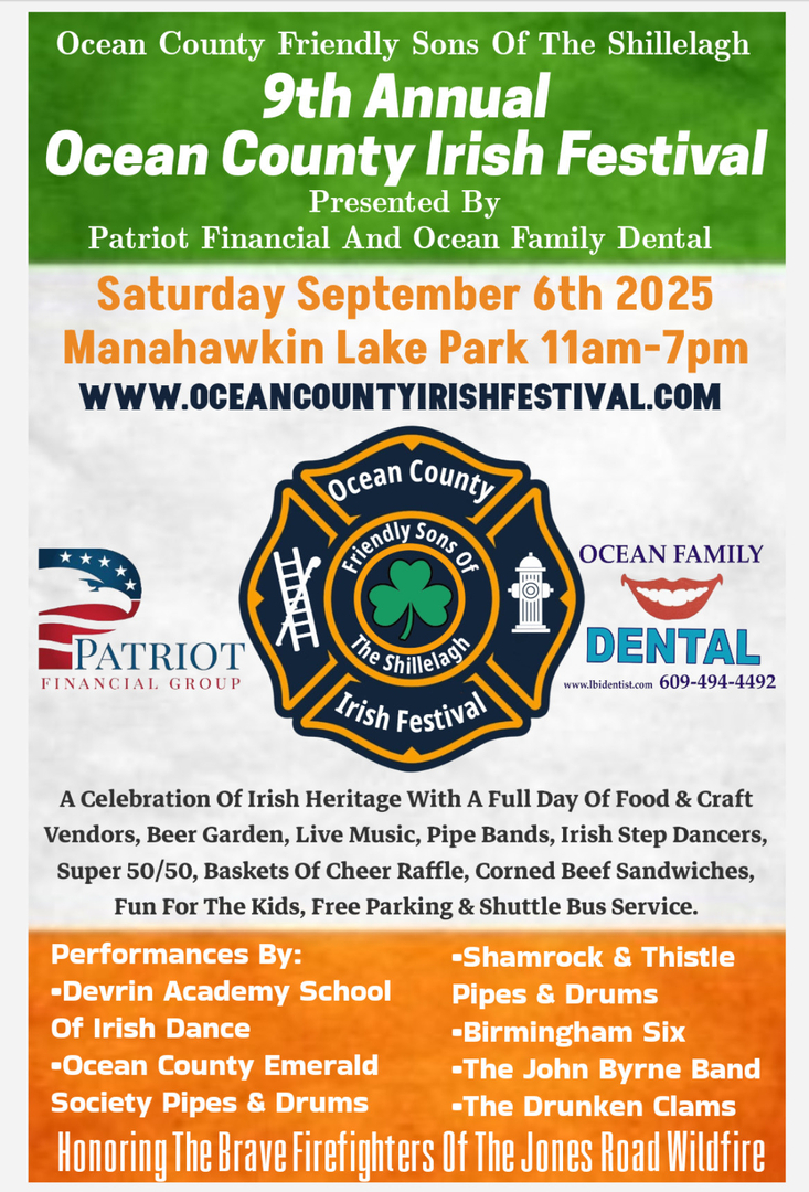 9th Annual Ocean County Irish Festival Presented by Ocean Family Dental & Patriot Financial Group