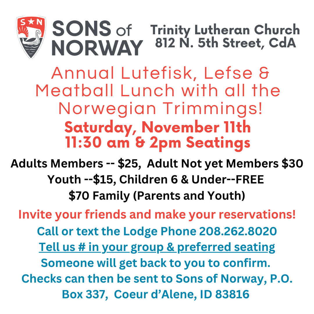 Sons of Norway Lutefisk, Lefse, & Meatball Lunch