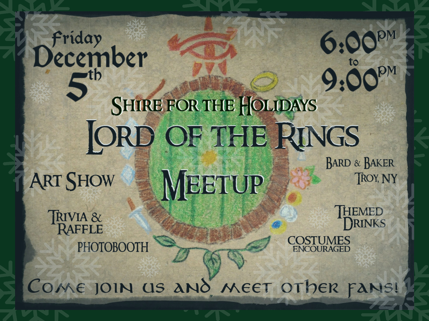 Shire for the Holidays: Lord of the Rings Meetup Night & Nerdy Art Show at Bard & Baker