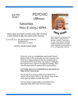 Connecticut Magazine Events Psychic Medium Patty Griffin at Harugari