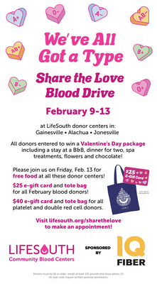 Event image for LifeSouth's Share the Love blood drive