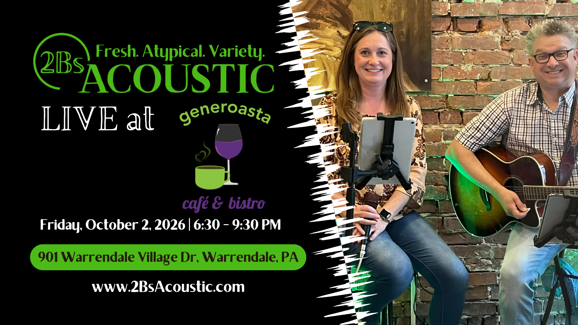 2Bs Acoustic hosted by Generoasta Cafe & Bistro