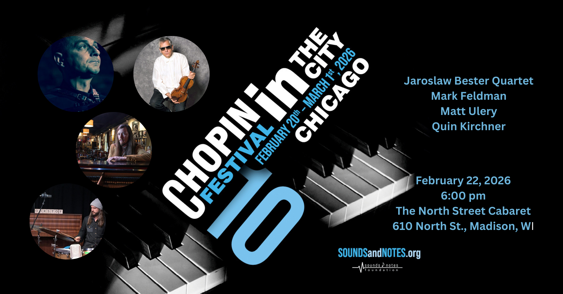 Chopin in the City - Jaroslaw Bester Quartet, Feb. 22nd, 6:00pm