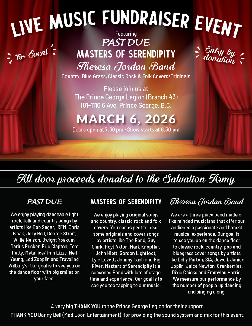 Live Music Fundraiser Event - Salvation Army - March 6, 2026 - PG Legion
