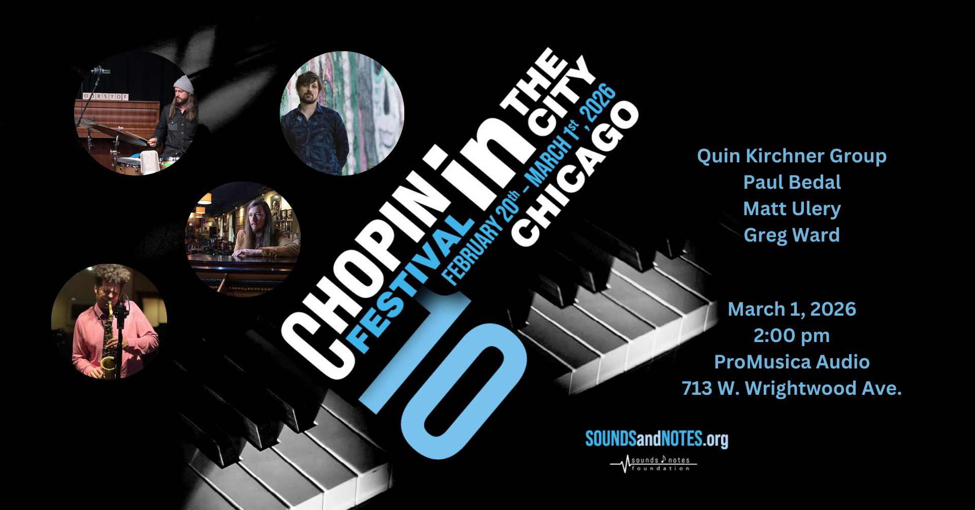 Chopin in the City Festival - Quin Kirchner Group -March 1, 2pm at Promusica Audio