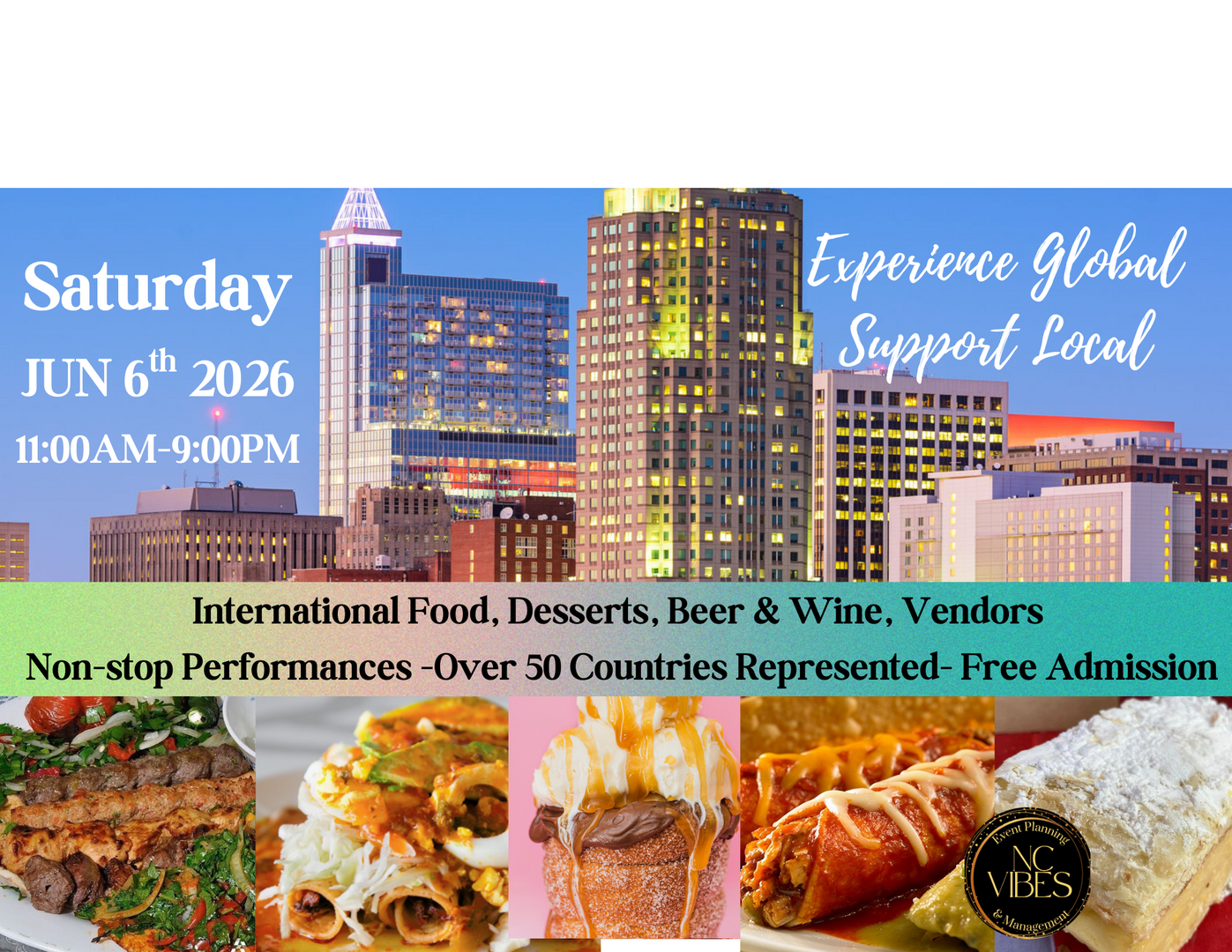 Raleigh's 11th Annual International Food Festival! FREE Adm. June 6th 2026, Raleigh City Plaza