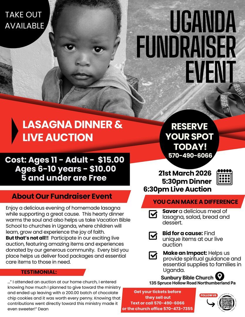 Lasagna Dinner & Live Auction to benefit VBS in Uganda