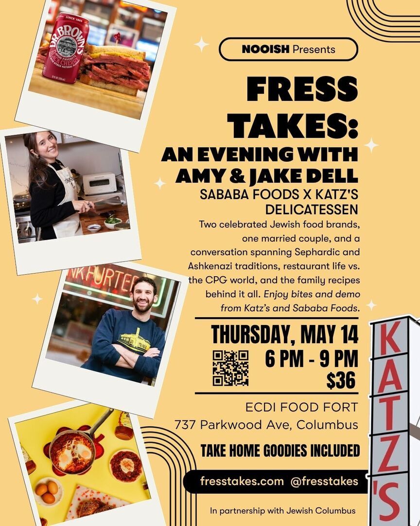 Fress Takes: Feasting on Joy. An Evening with Amy and Jake Dell. Sababa Foods x Katz's Deli