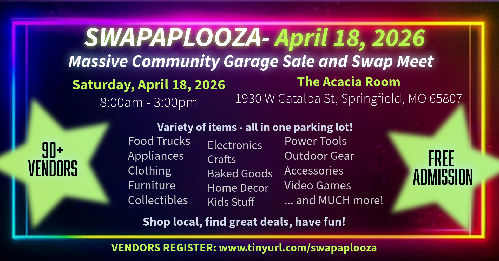 Swapaplooza - Massive Community Sale - Free Entry - April 18