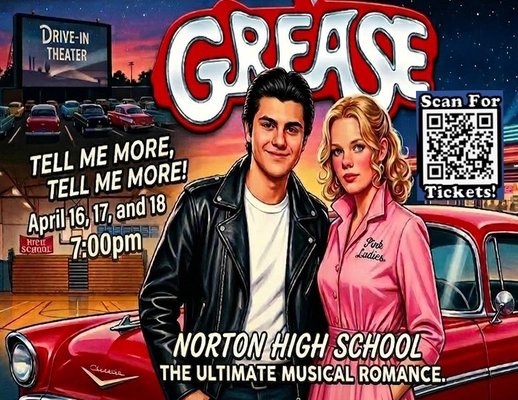 Affiche De Comédie Musicale GREASE - Poster Papier 300g - Format Blanc