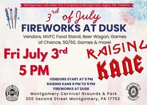 Montgomery Area July 3rd Fireworks Festival!