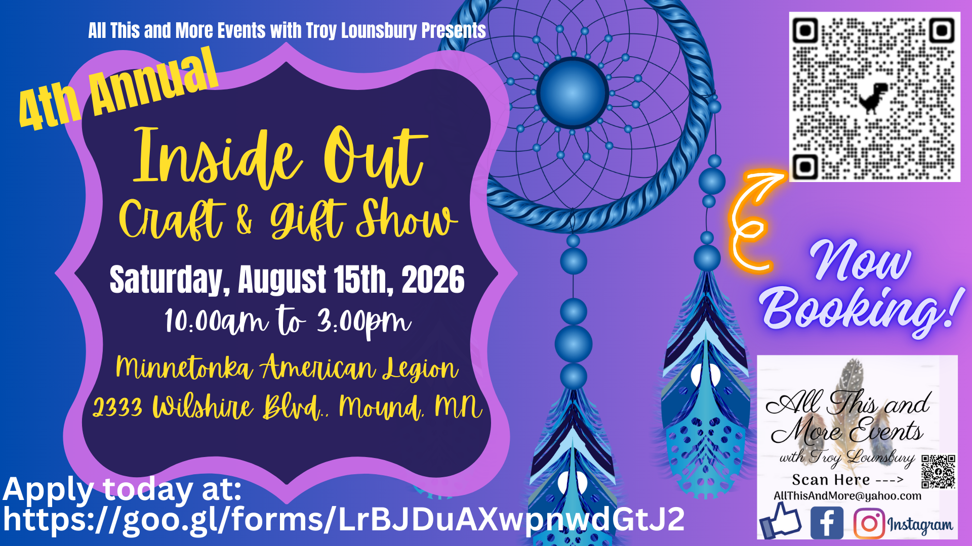4th Annual Inside Out Craft & Gift Show, Minnetonka American Legion, 2333 Wilshire Blvd, Mound, MN