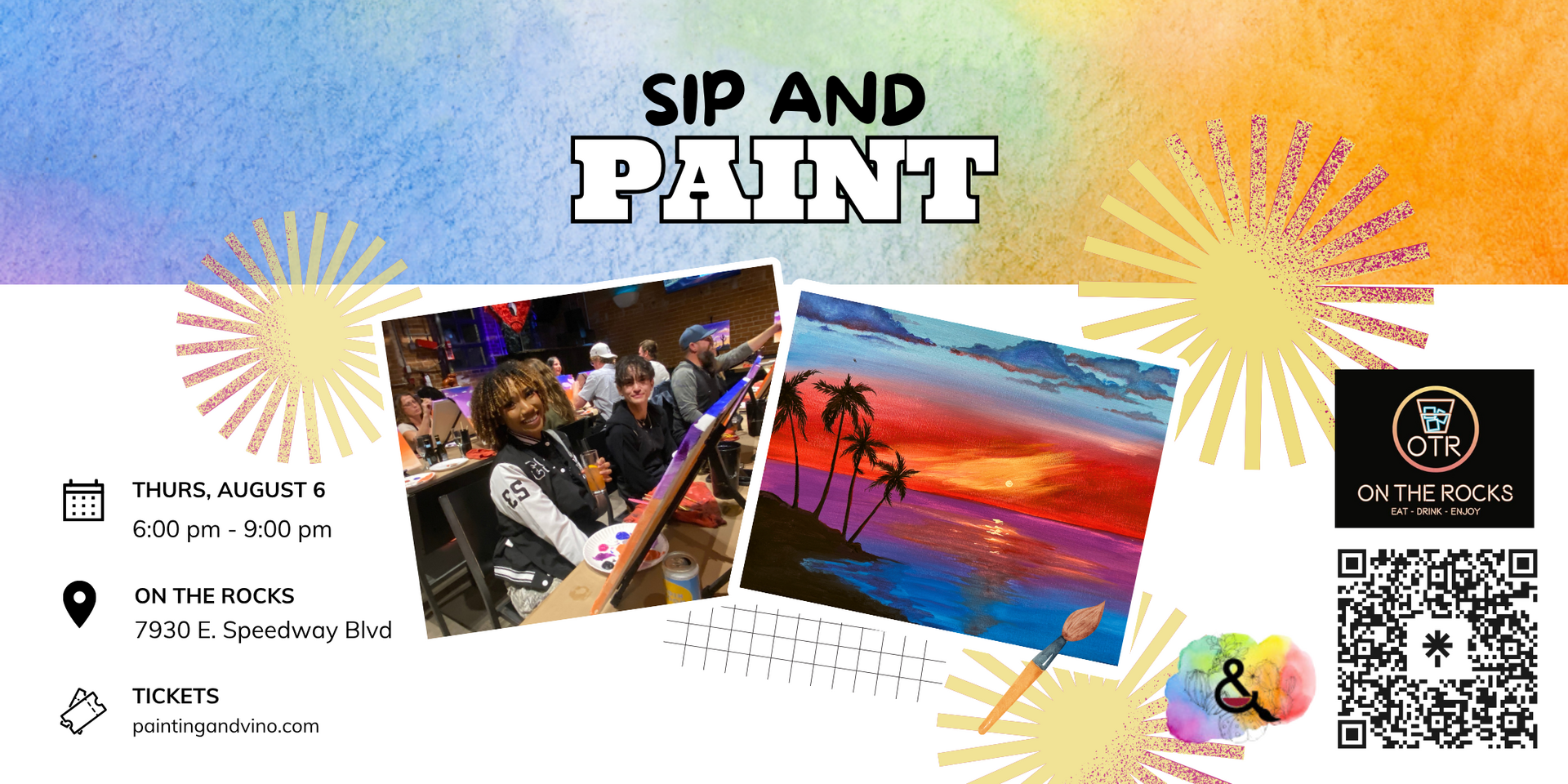 Tropical Sunset Sip and Paint – Includes Drink