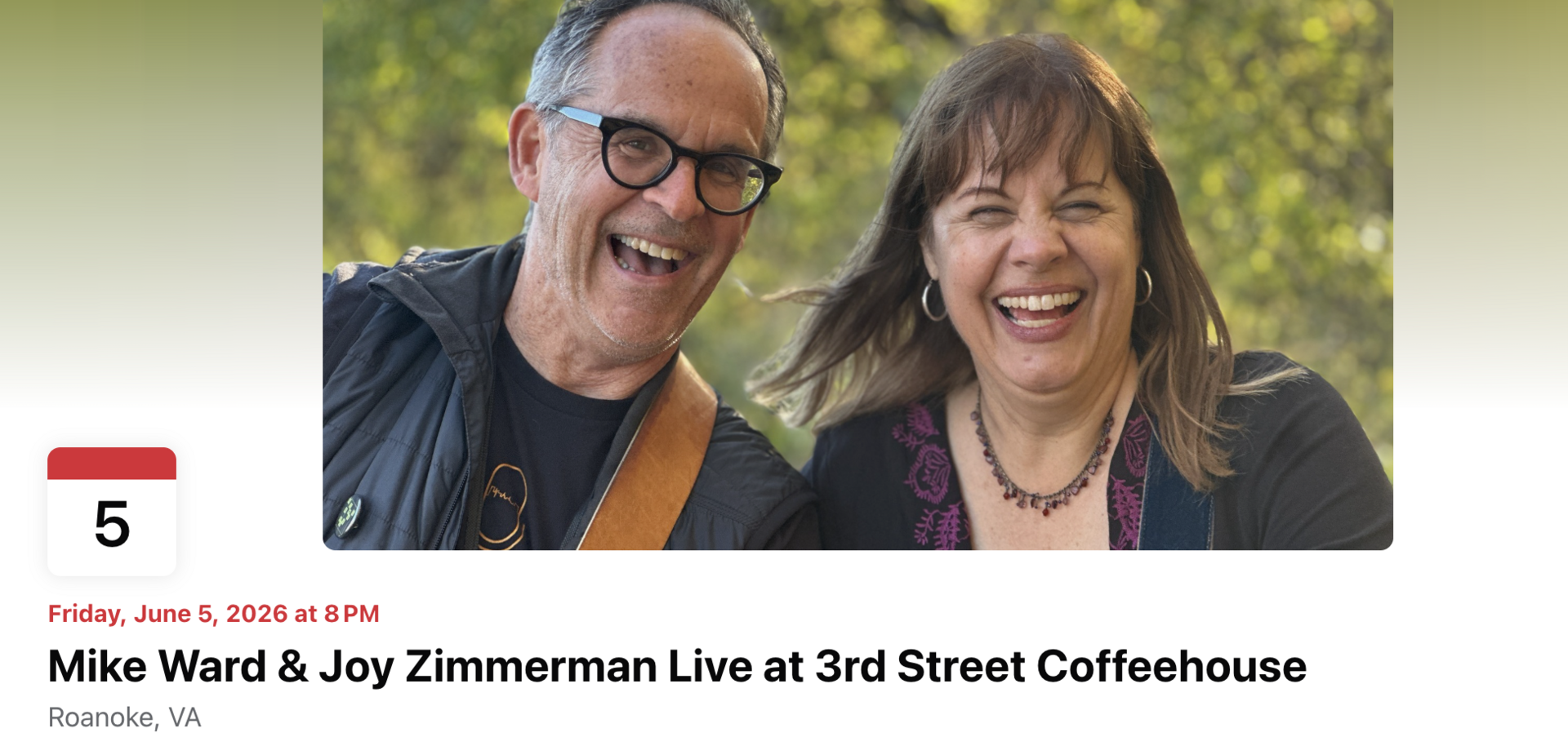 Mike Ward & Joy Zimmerman Live at 3rd Street Coffee House