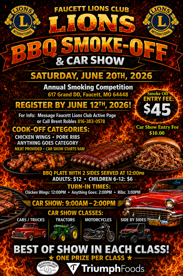 The Faucett Lions Club Annual BBQ Smoke Off & Car Show