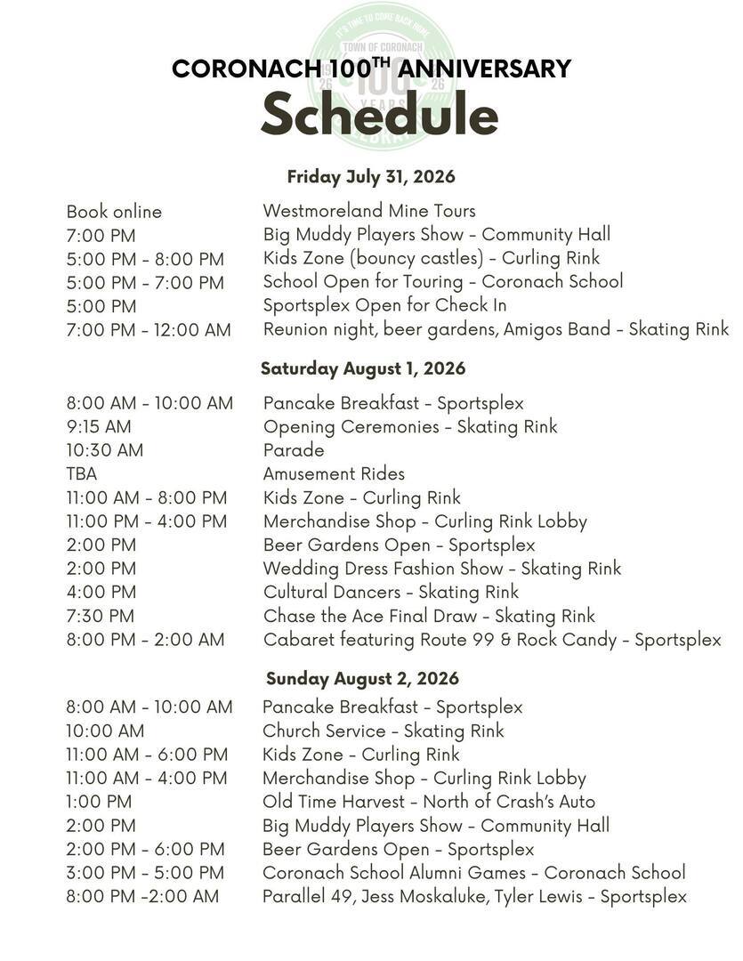 Coronach 100th Anniversary Celebration