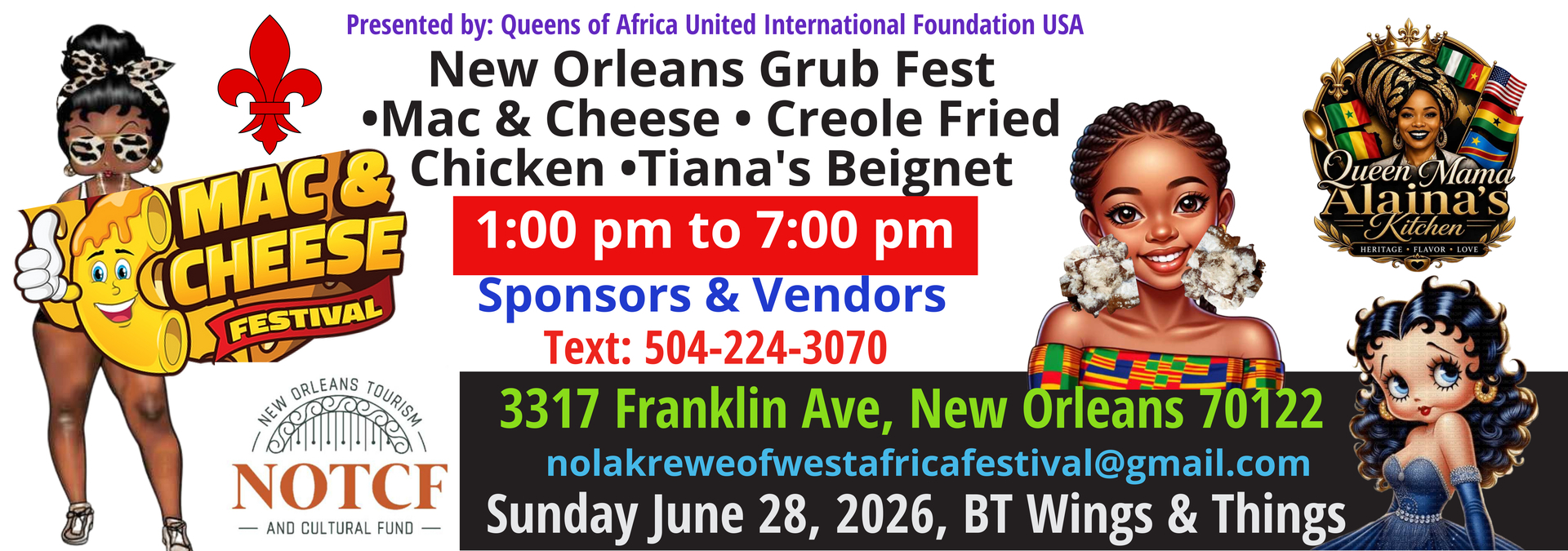 Mac & Cheese, Creole Fried Chicken with Tiana's Beignet Grub Fest, Sunday June 28, 2026 - Mac & Cheese, Creole Fried Chicken with Tiana's Beignet Grub Fest, Sunday June 28, 2026