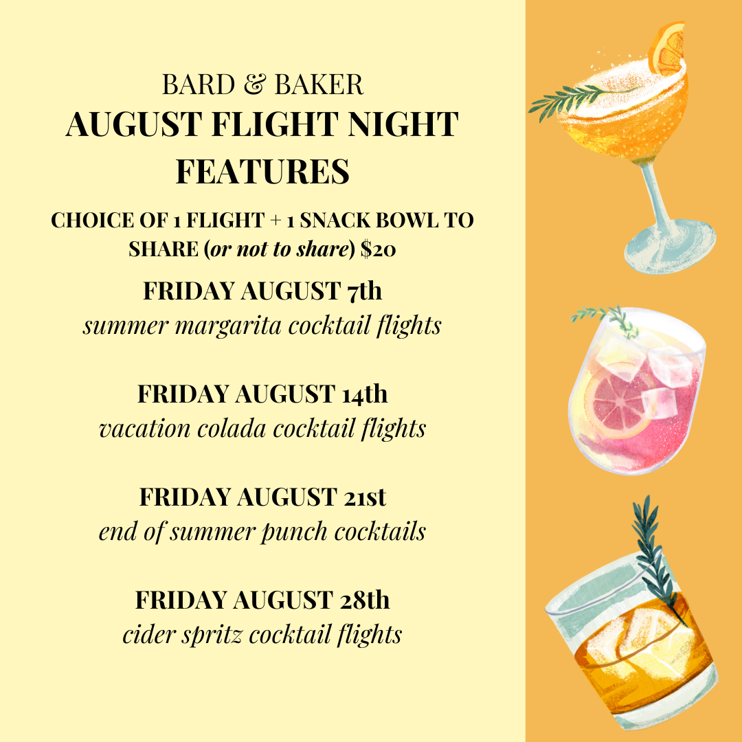 Flight Night Friday: End of Summer Punch Cocktail Flights at Bard & Baker in Troy - Flight Night Friday: End of Summer Punch Cocktail Flights at Bard & Baker in Troy