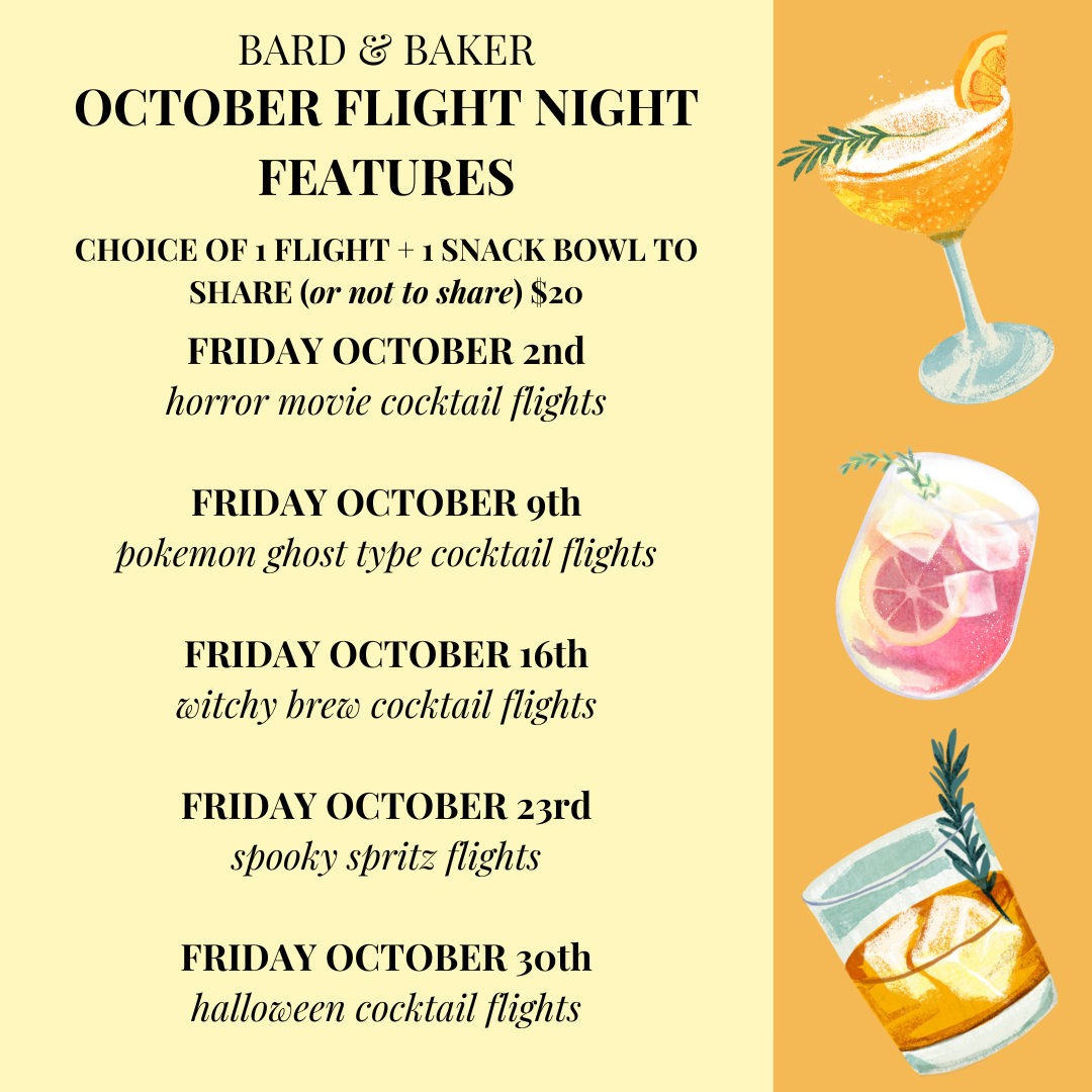 Flight Night Friday: Horror Movie Cocktail Flights at Bard & Baker in Troy - Flight Night Friday: Horror Movie Cocktail Flights at Bard & Baker in Troy