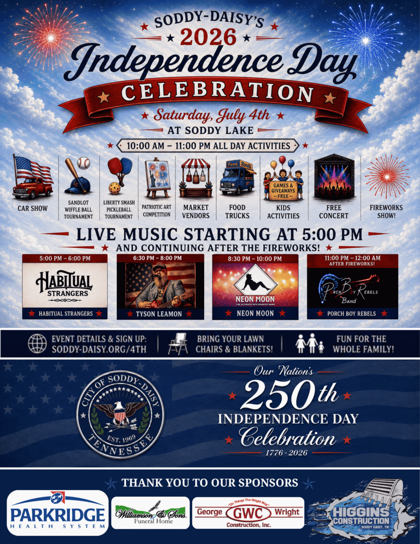 Soddy-Daisy’s Huge Fourth of July Celebration to Feature Fireworks, Family Fun, and Live Music