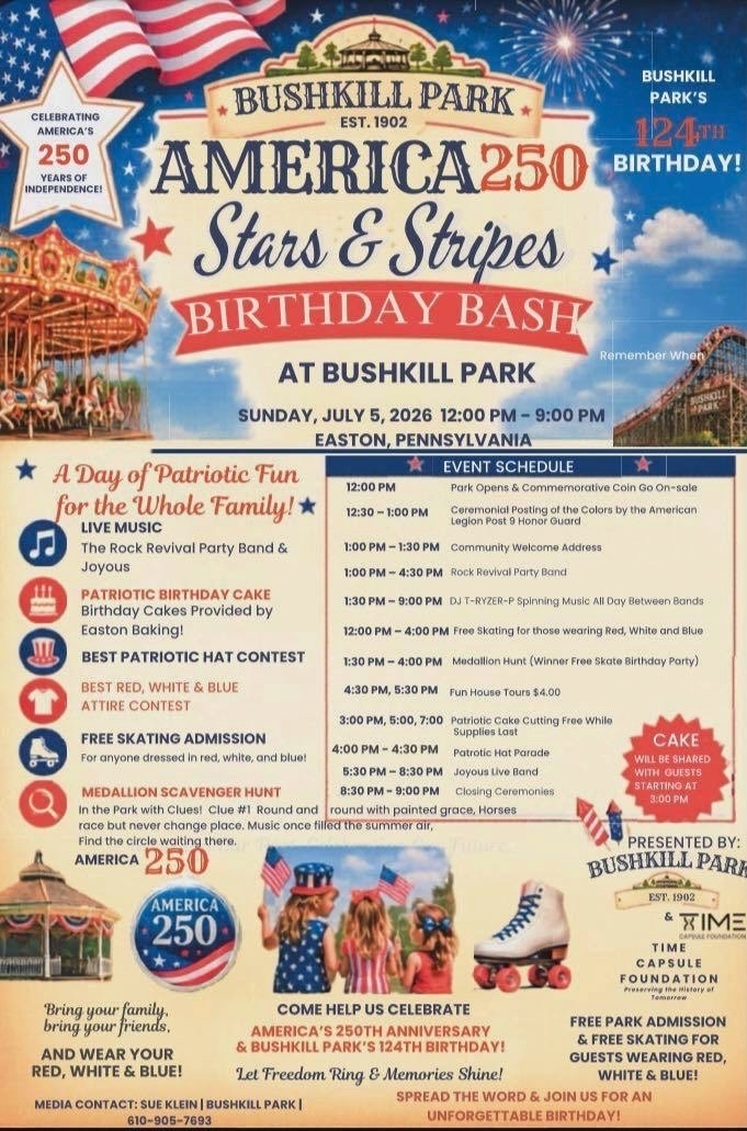 Bushkill Amusement Park 124th & USA 250th Birthday Party Bash!