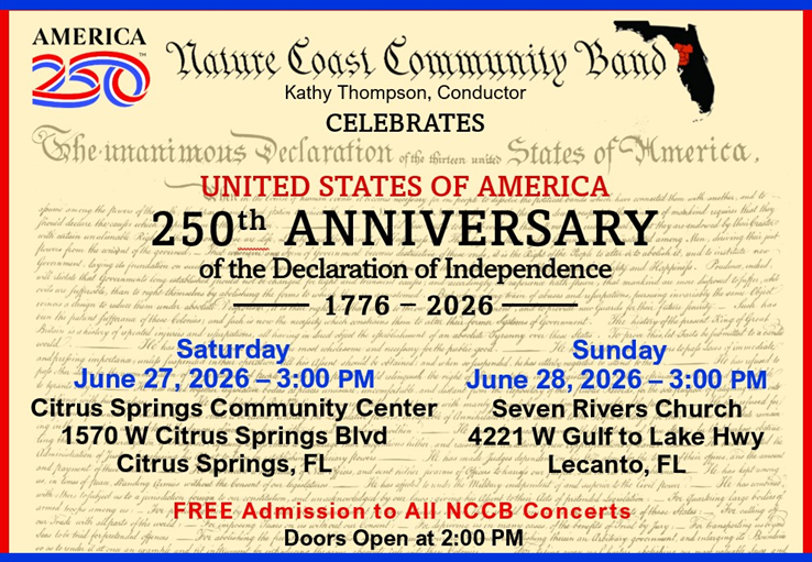Nature Coast Community Band Celebrates America's 250th Anniversary