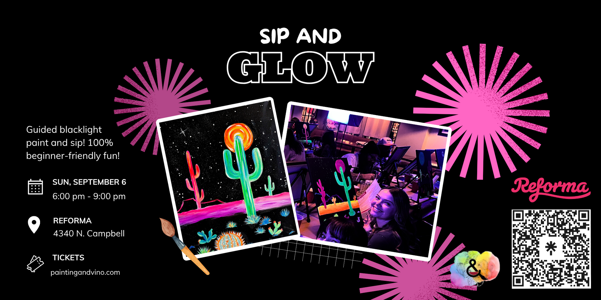 Blacklight Paint and Sip Party at Reforma