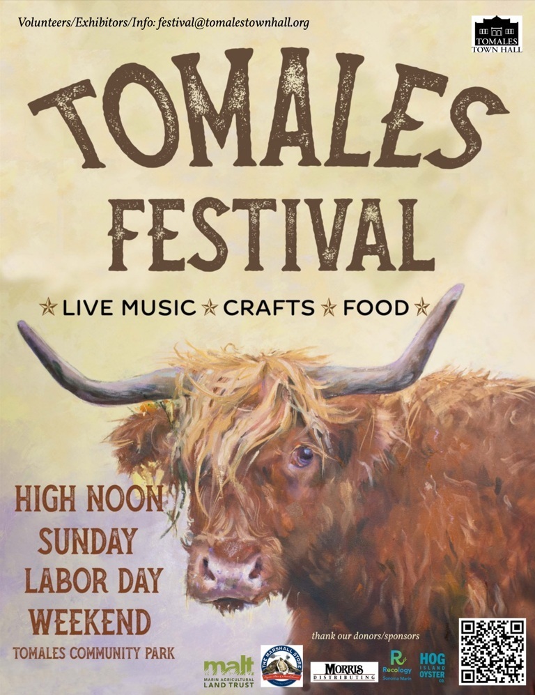 138th Annual Tomales Festival, music, oysters, and crafts at High Noon Labor Day Sunday (Sept 6)