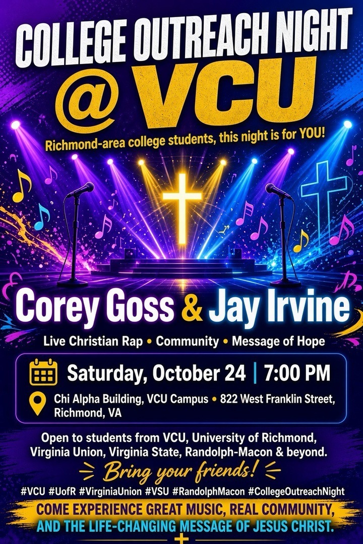 Oct 24 College Nite Concert at VCU Chi Alpha Building - Oct 24 College Nite Concert at VCU Chi Alpha Building
