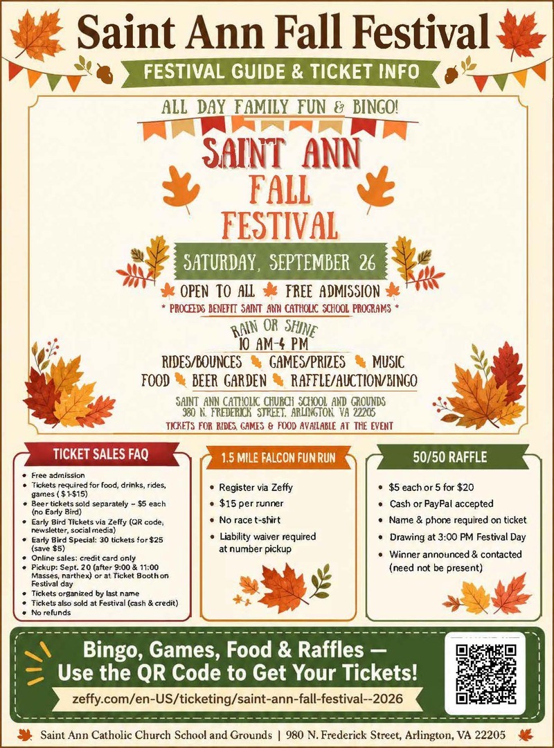 Saint Ann Fall Festival Saturday September 26th 10a.m. - 4p.m.