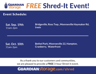 Guardian Storage Fall 2026 Shred-It Event