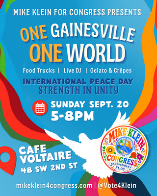 Event image for One Gainesville, One World - Presented by Mike Klein for Congress