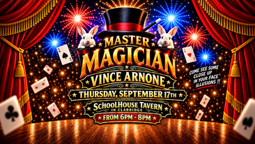 Master Magician Vince Arnone preforming live at SchoolHouse Tavern