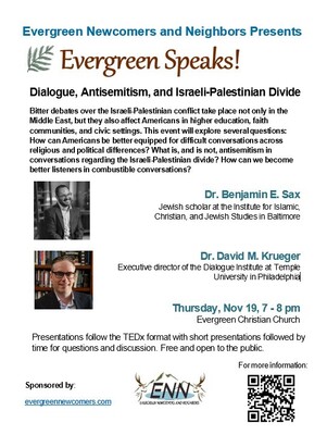 Evergreen Speaks!: "Dialogue, Antisemitism & Israeli-Palestinian Divide"