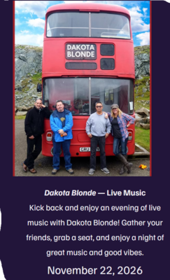 Dakota Blonde! performing LIVE at StageDoor Theatre in Conifer. Nov 22, 2026. 7:30pm