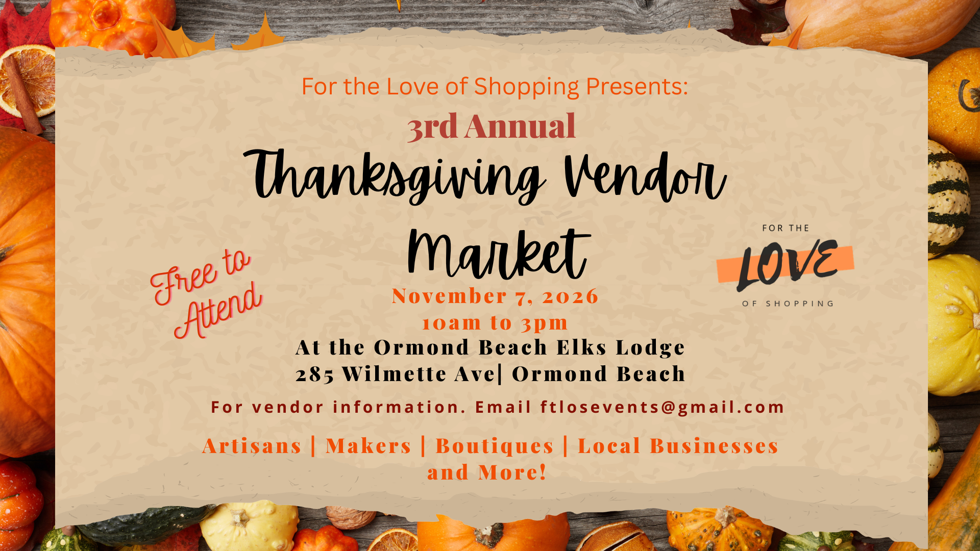 3rd Annual Thanksgiving Vendor Market